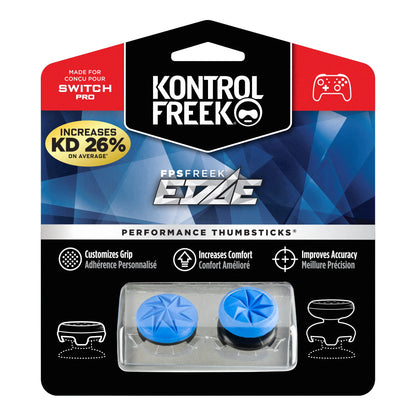 KontrolFreek FPS Freek Edge for Nintendo Switch Pro Controller | Performance Thumbsticks | 1 High-Rise Convex, 1 Low-Rise Convex | Blue