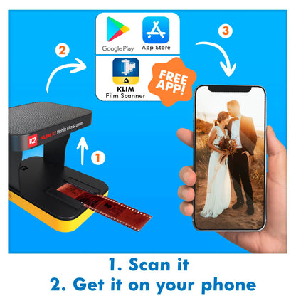 KLIM K2 Mobile Photo Digitizer 35mm - Positive & Negative Conversion - Slide and Photo Scanner - Color Developing Kit Essential - Your Own Service for Developing Negatives at Home