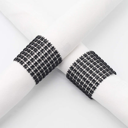 KPOSIYA Napkin Rings, Pack of 120 Rhinestone Napkin Rings Diamond Adornment for Place Settings, Wedding Receptions, Dinner or Holiday Parties, Family Gatherings (120, Black)