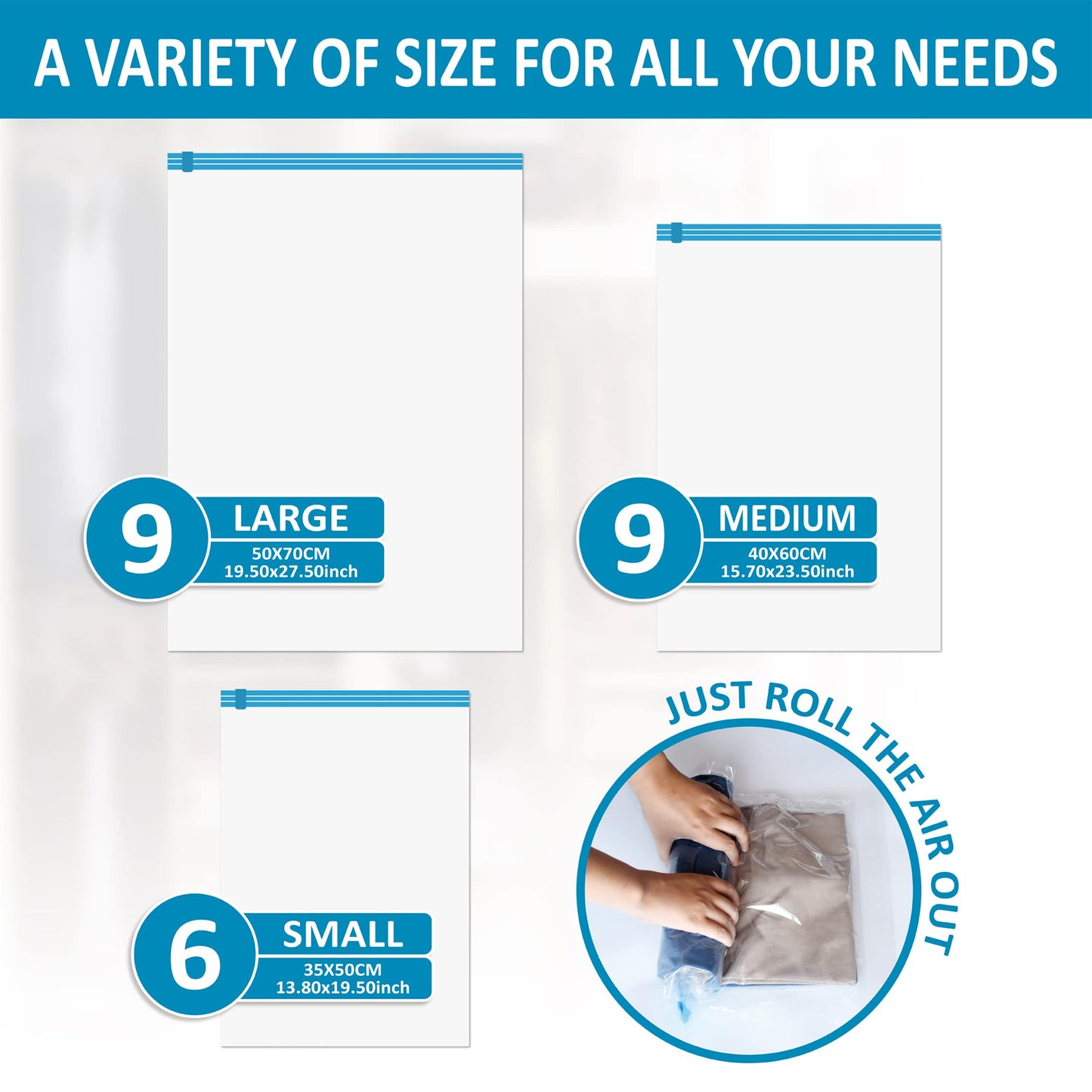 Compression Bags for Travel - Travel Essentials - 24 Pack Space Saver Bags - No Vacuum Needed - Compression Packing Bags for Cruise Accessories