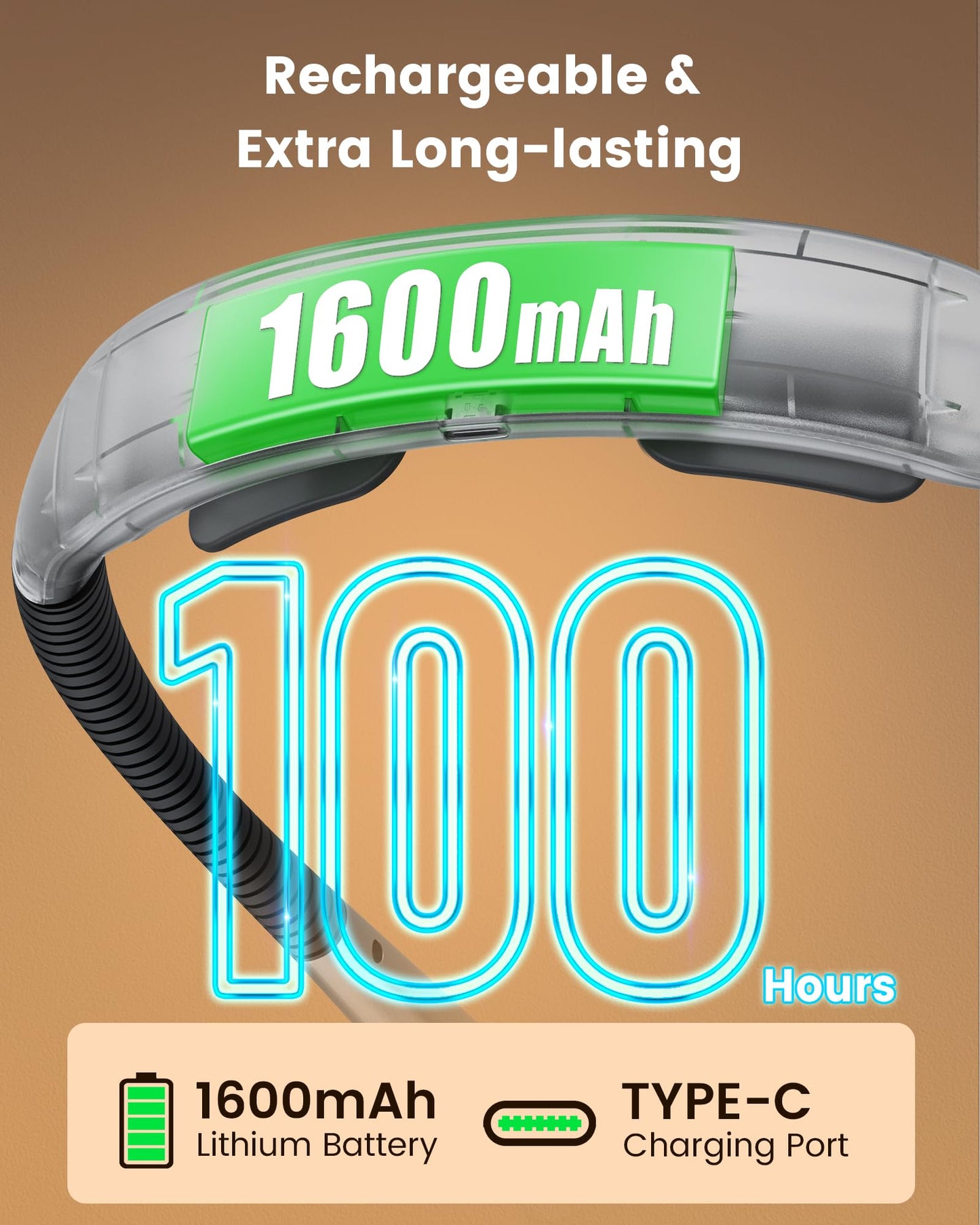 Glocusent Neck Light, 1600mAh Rechargeable Reading Light - 3 Colors & 5 Stepless Brightness, Book Light with a Lock, Timer & Sleep Aid, Ergonomic Design, Perfect for Reading, Knitting & Craft