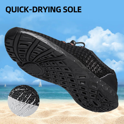 DOUSSPRT Men's Water Shoes Quick Drying Sports Aqua Shoes AllBlack Size 7