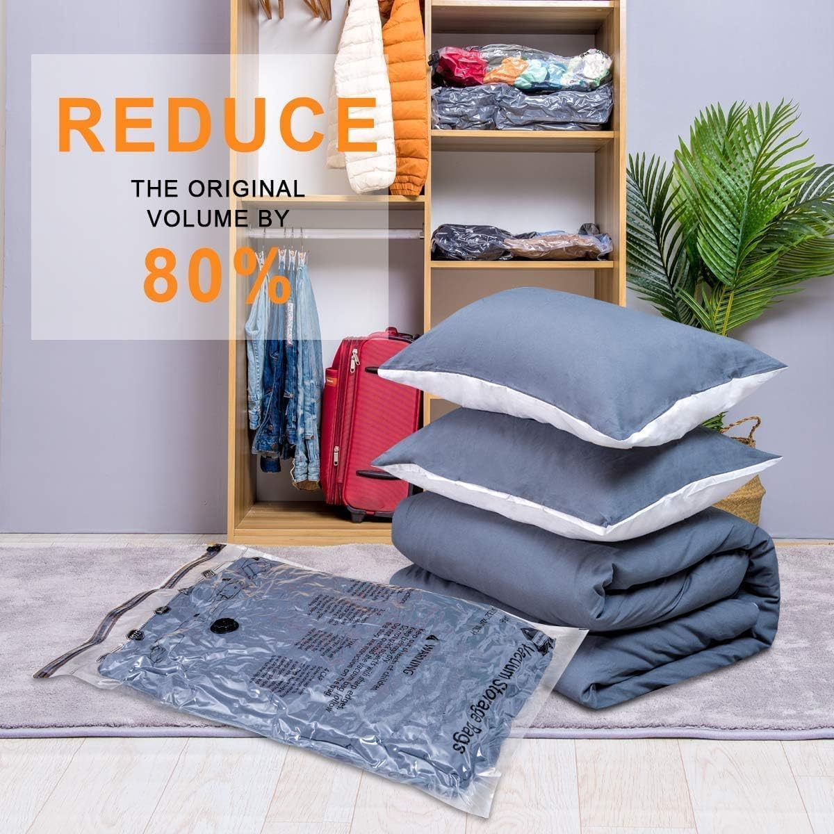 28 Pack Vacuum Storage Bags with Electric Pump, Plastic Packaging Bags,Space Saver Bag for Clothes, Mattress, Blanket, Duvets, Pillows, Comforters, Travel