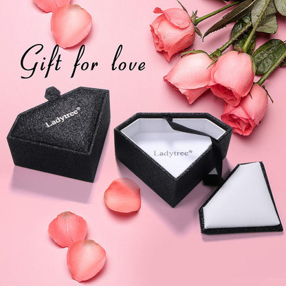 Ladytree S925 Sterling Silver Crescent Moon and Star CZ Pendant Necklace Jewelry,Rolo Chain,18 inches to 20 inches