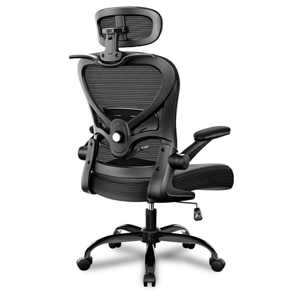 Freepub Ergonomic Office Chair with Headrest 3D, Mesh Office Desk Chair with Adjustable Lumbar Support, Computer Chair with Flip up Armrests, 350LBS Capacity - Design for Home/Offices - Black