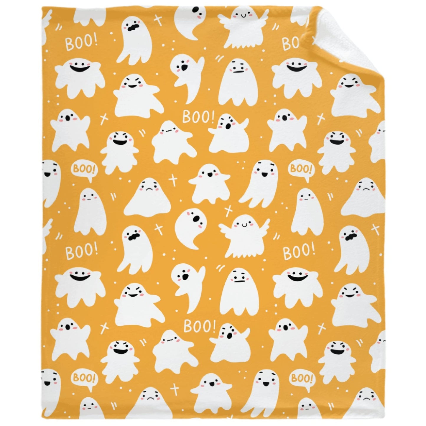 Cute Cartoon Ghost Yellow Blanket Halloween Lightweight Throw Blanket for Women Men Soft Cozy Fleece Couch Living Room Bed Blanket for Kids Girls Boys—All Season X-Small 40x30In (Toddler) PET