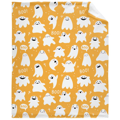 Cute Cartoon Ghost Yellow Blanket Halloween Lightweight Throw Blanket for Women Men Soft Cozy Fleece Couch Living Room Bed Blanket for Kids Girls Boys—All Season X-Small 40x30In (Toddler) PET