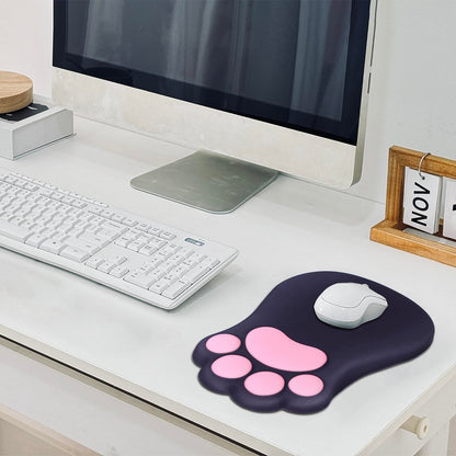 L-SPOUTTO Ergonomic Mouse Pad with Wrist Rest,Cute Cat Paw Mousepad Wrist Support,Comfortable Massage Design Computer Pain Relief Mouse Pad with Non-Slip PU Base for Desk Laptop Gaming Office,Black