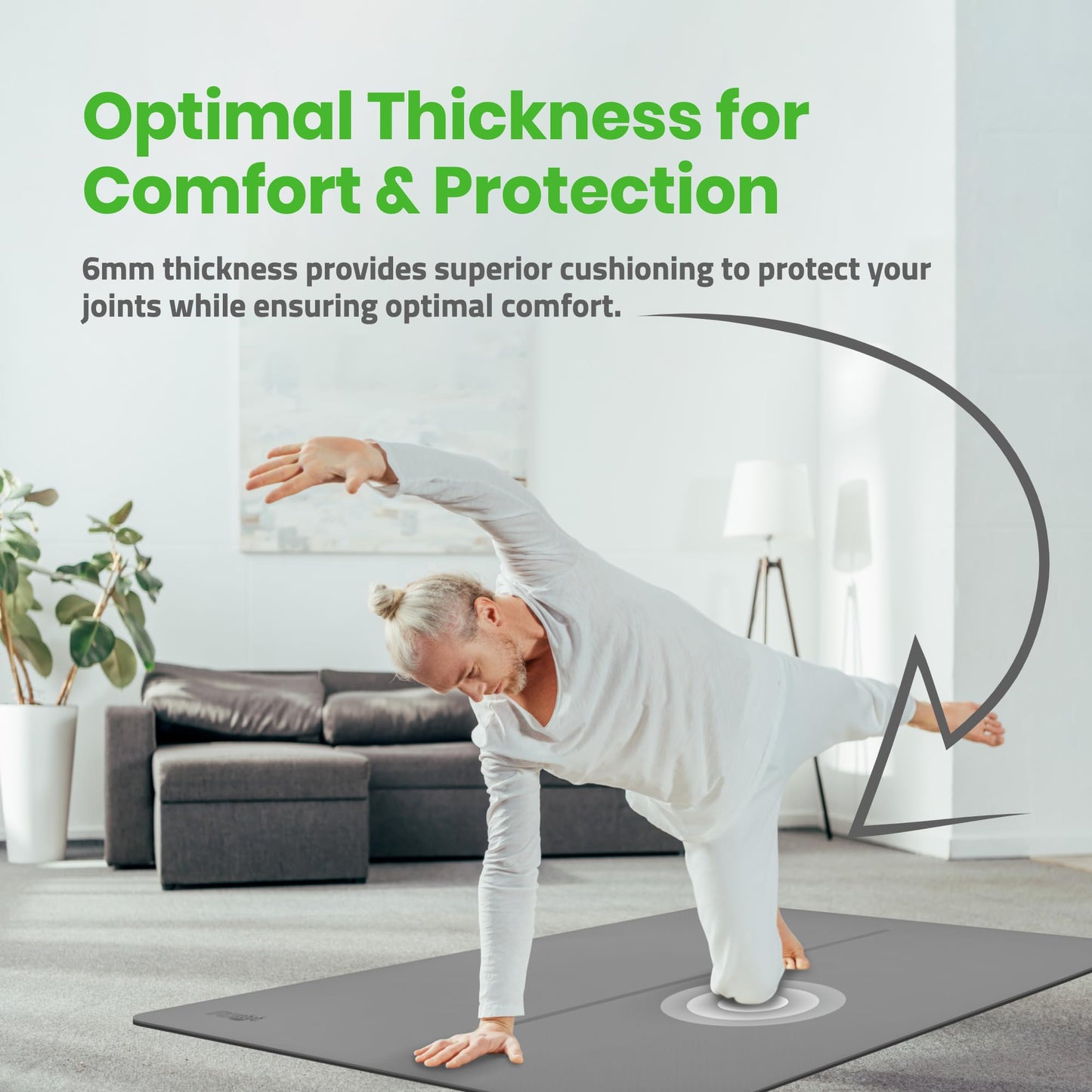 Large Yoga Mat (6'x4') – 1/4" & 1/2" Thick Exercise Mats for Home Workout, Extra Wide Workout Mats for Home Gym, Yoga, Pilates, Stretching, Floor & More