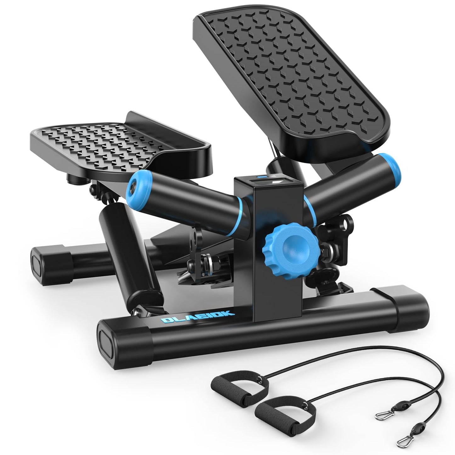 DLAEIOK Steppers for Exercise at Home, Twist Stepper with 350LBS Loading Capacity, Mini Stepper with Resistance Bands, Hydraulic Fitness Stair Stepper for Home with LCD Monitor