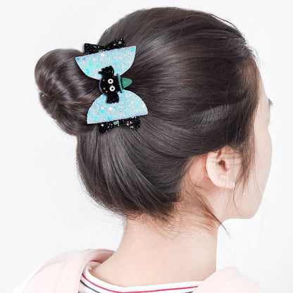 Haakong 8Pcs Halloween Hair Accessories Headdress Halloween Glitter Bows Spider Hair Clip Pumpkin Hair Bow Ghost Hair Barrette Glitter Hair Clip Girls Party Dance Hair Barrettes