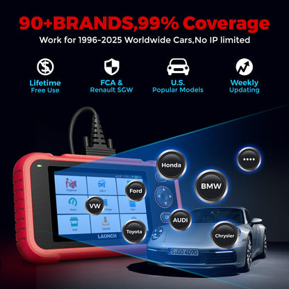LAUNCH OBD2 Scanner CRP123I V2.0 Elite,2025 Lifetime Free Update Engine ABS SRS AT Diagnostics Tool with 7 Resets,Oil/Throttle/SAS/BMS/EPB/DPF Reset/ABS Bleeding Car Scanner,Battery Test,FCA SGW