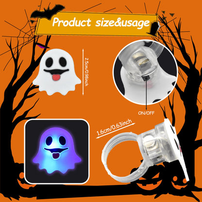 Halloween Light Up Rings 50Pcs Halloween Party Favors for kid Light Up Treat Glowing LED Ring for Kids Adults