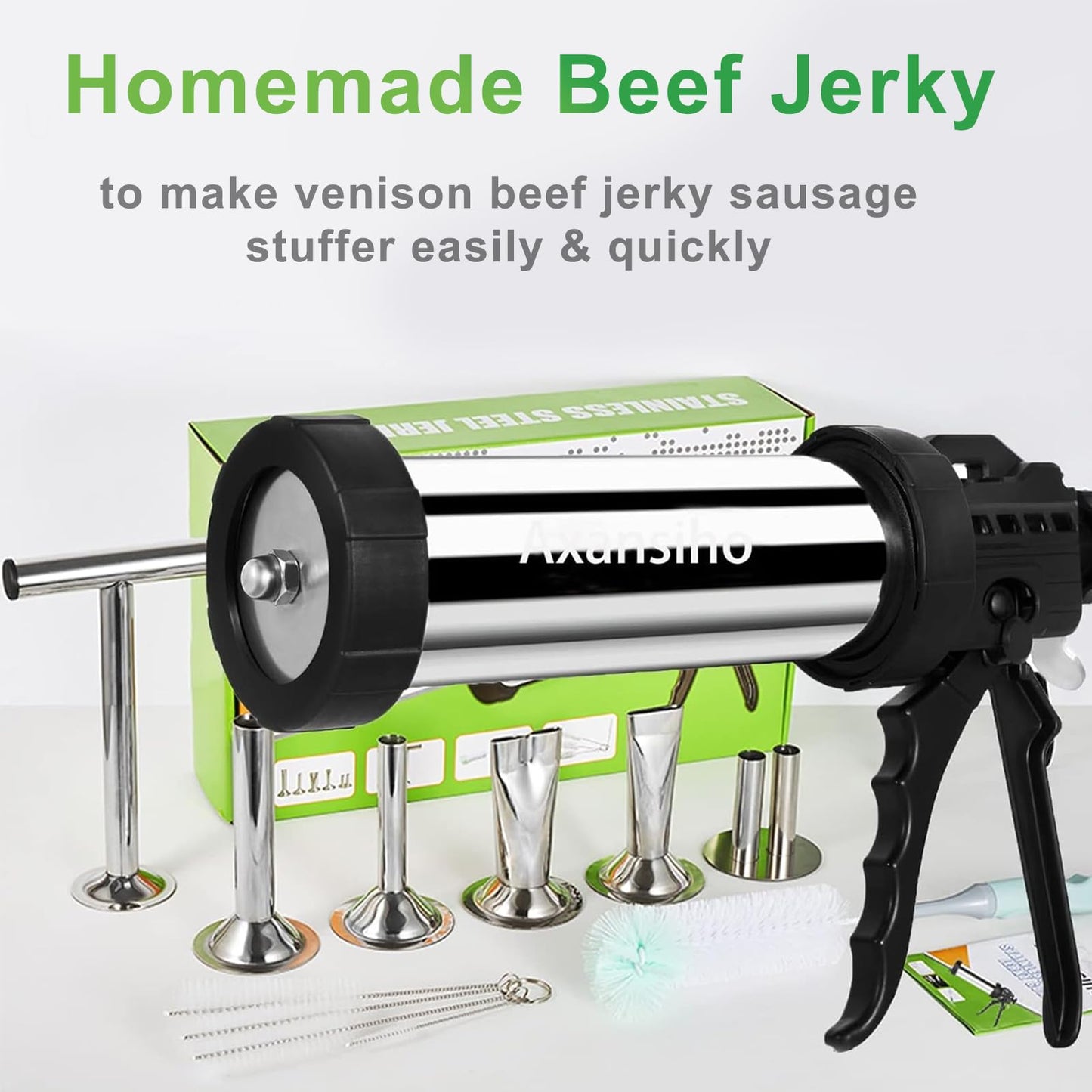 Large Capacity Jerky Gun Kits, Jerky Cannon, Stainless Steel Jerky Maker, Jerky Shooter, Meat Gun, Beef Deer Jerky Making Gun Kit, Gifts for Women Men