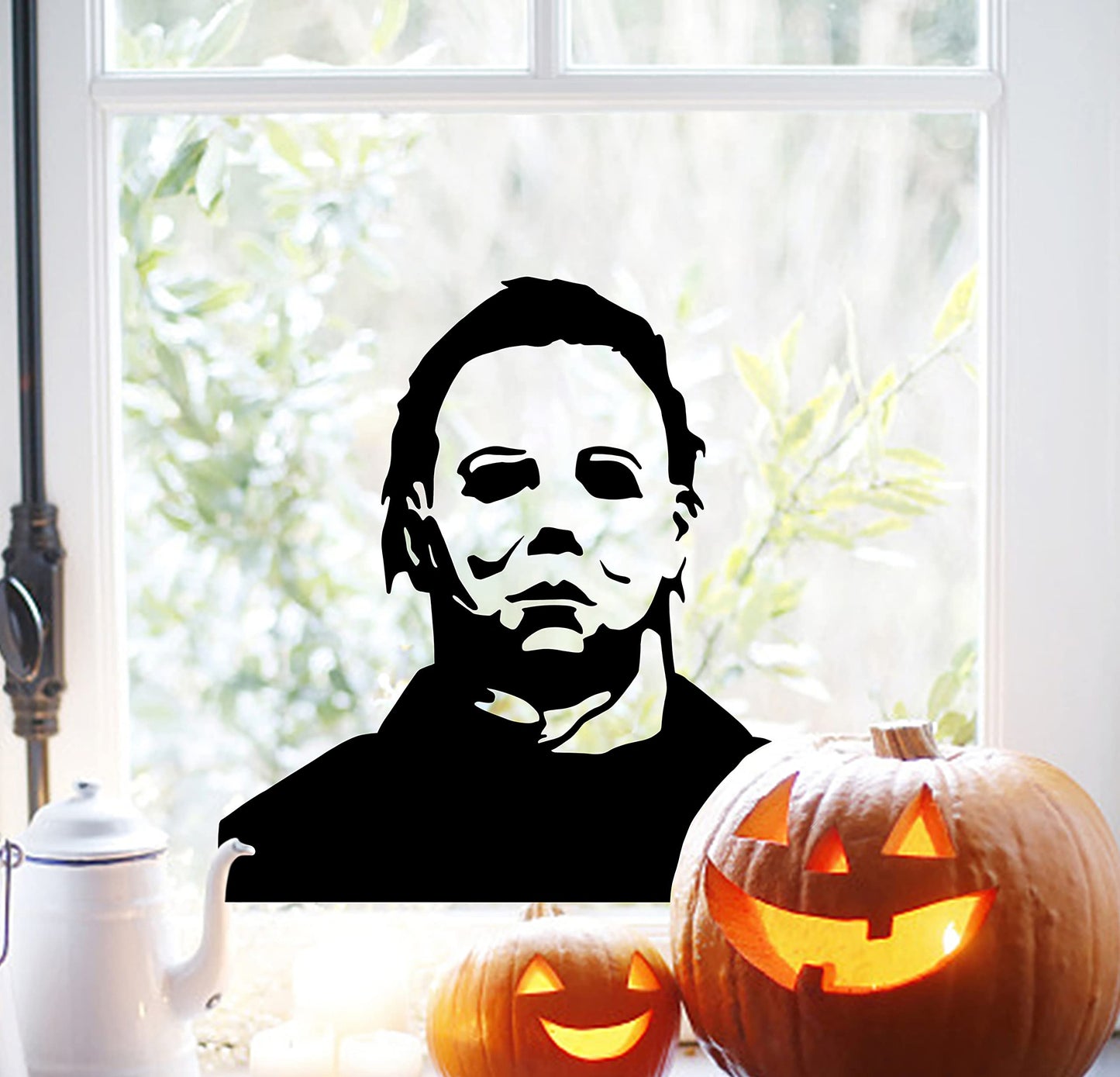 Halloween Window Clings Decorations Spooky Silhouette Removable PVC Double-Side Window Sticker Haunted House Ghost Large Scary Decals for Halloween Party Supplies Home Office Window Glass Mirror