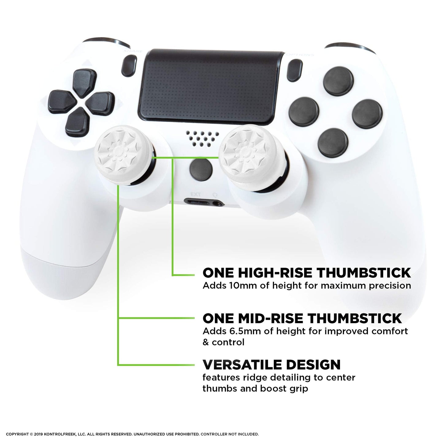 KontrolFreek FPS Freek Galaxy White for PlayStation 4 (PS4) and PlayStation 5 (PS5) | Performance Thumbsticks | 1 High-Rise, 1 Mid-Rise | White