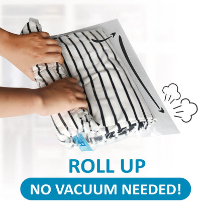 Compression Bags for Travel - Travel Essentials - 24 Pack Space Saver Bags - No Vacuum Needed - Compression Packing Bags for Cruise Accessories