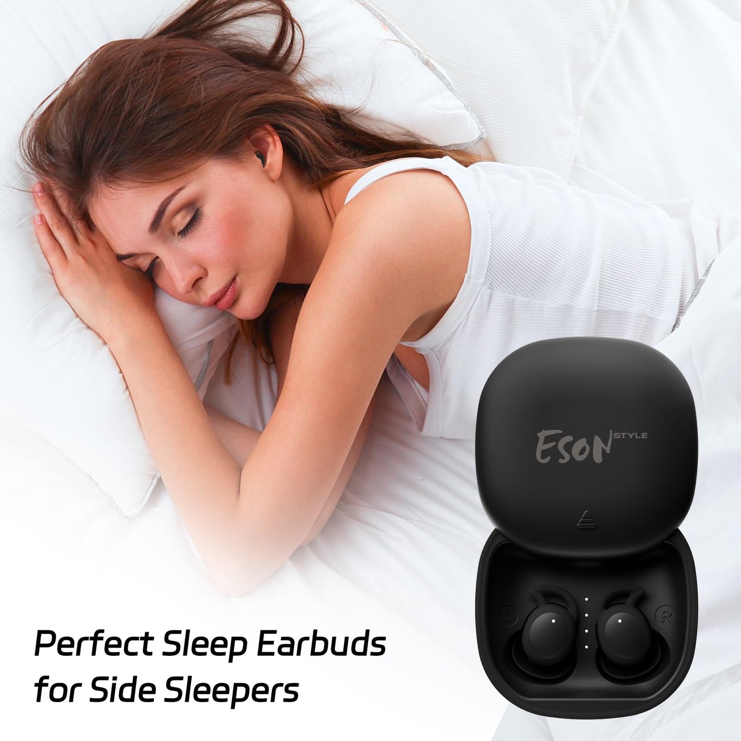 esonstyle Invisible Sleep Headphones, Sleep Earbuds for Side Sleepers, Mini Bluetooth Sleep Headphone Comfortable Noise Blocking, IPX6 Waterproof Bluetooth 5.4 Earbuds for Sleeping, Workout