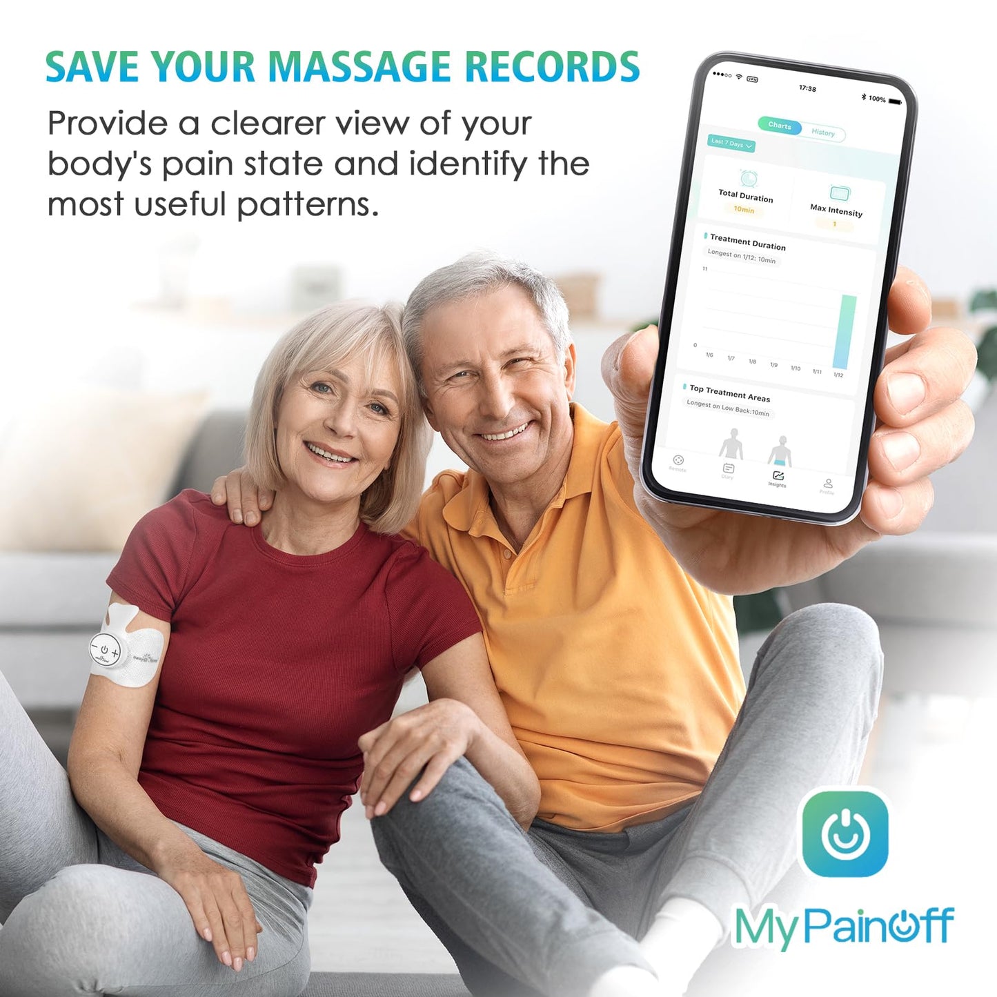 Easy@Home Wireless TENS Unit with APP Remote Control: Back Pain Relief Muscle Stimulator Massager | Powered by MyPainOff App iOS & Android App | Pain Therapy Management EHE015BLE