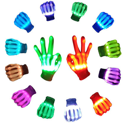 COTRUERE 12 Color Led Light up Gloves Cool Finger Flashing Toys Gifts for Halloween Christmas Easter Birthday Parties（only 1 pair）