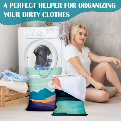 2 Pcs Large Travel Laundry Bags - Waterproof with Handle, Washable Dirty Clothes Bags for Travel, Wet/Dry, Gym, Swimming Pool & College Dorm