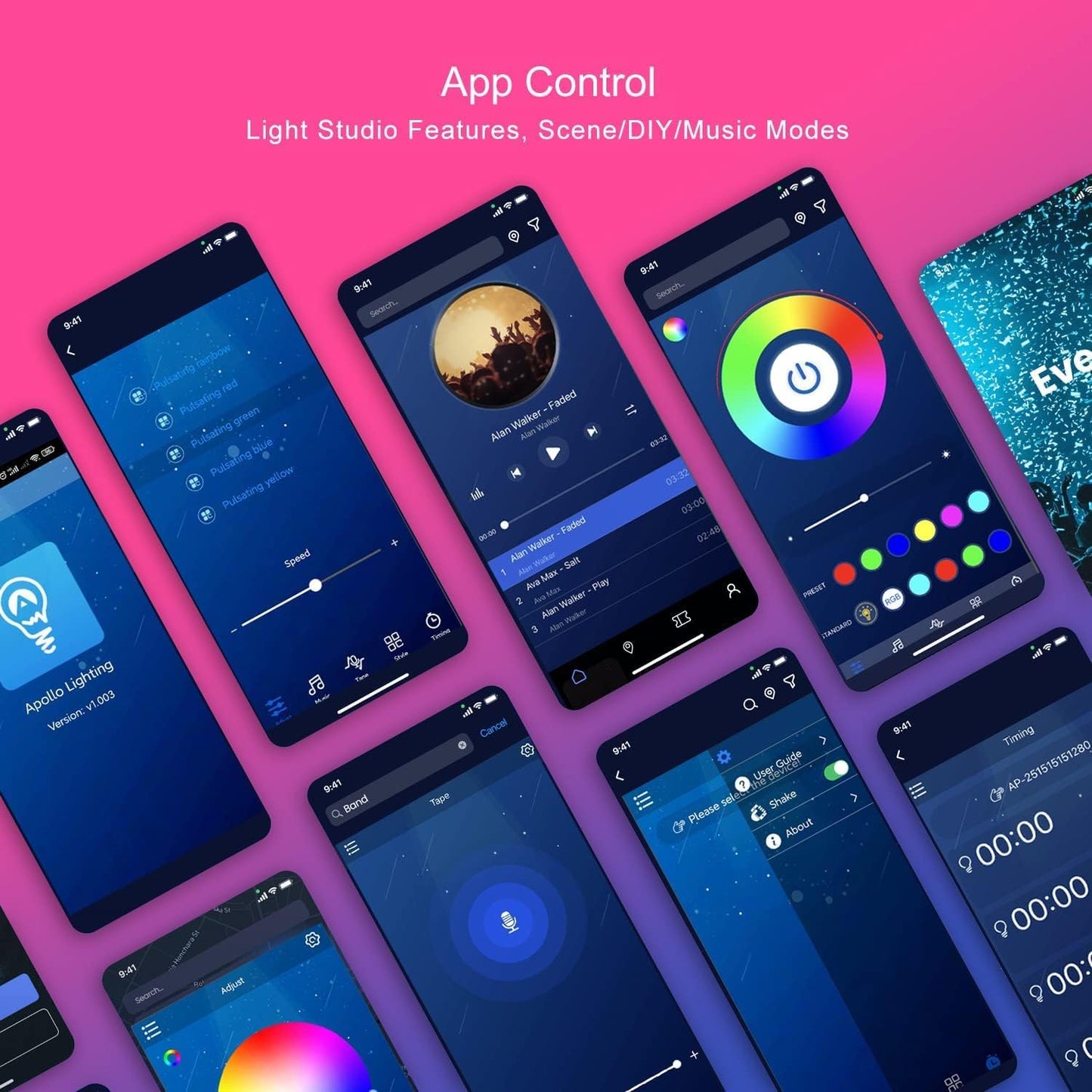 GUPUP WiFi Led Lights 50 ft, Smart App Controlled Led Strip Lights, Compatible with Alexa and Google Assistant Devices, Voice Control,Music Sync,Color Changing Tape Lighting