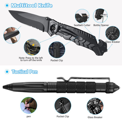 KEPEAK Survival Kit, Survival Gear and Equipment 13 in 1, Emergency Survival Tool Cool Gadgets for Outdoor Emergency Camping Hiking