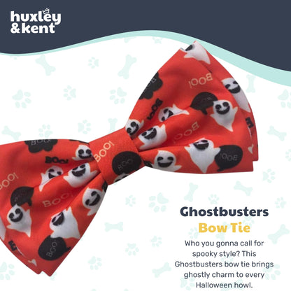 Huxley & Kent Pet Bow Tie for Dogs & Cats - Halloween Adjustable Hook & Loop Collar Accessory - Cute & Comfortable for Holidays & Celebrations - Ghostbusters, Extra-Large