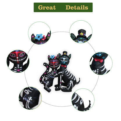 KITBONIS 4 Ft Halloween Inflatables Cat and Dog Day of The Dead Decorations Inflatable, Halloween Inflatables Outdoor Decorations with Built-in LED Lights for Front Yard Lawn Garden Party