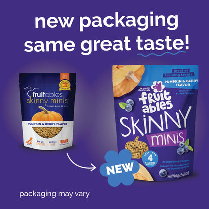 Fruitables Skinny Mini Dog Treats, Healthy Pumpkin Treat for Dogs, Low Calorie & Delicious, Puppy Training, No Wheat, Corn or Soy, Made in the USA, Pumpkin and Berry Flavor, 5oz