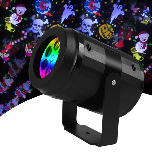 Halloween Projector Lights, Halloween LED Projection Lamp, Moving Skulls Pumpkin Projector Lights, Landscape Light for Indoor Halloween Holiday Night Gathering Party Decoration, Switchable-6 Slides