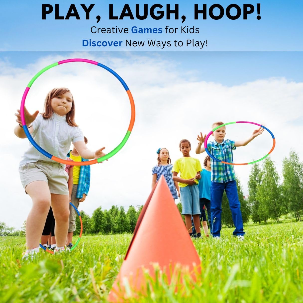 6 Pack: Toy Hoop Bundle Pack - Snap Together Detachable Adjustable Weight Size Plastic Hoops - Kids Hoola Rings for Sports, Exercise, Playing, 32-Inch