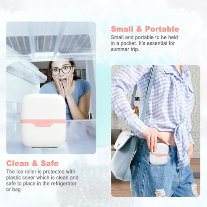 Leeshine Ice Roller for Face and Eyes - Facial Skin Care Tools with 2 in 1 Roller and Travel Case to Reduce Puffiness and Relief Migraine, Pain. Women Gift (Pink)