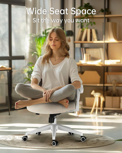 Hbada Office Desk Chair with Flip-Up Armrests and Saddle Cushion, Ergonomic Office Chair with S-Shaped Backrest, Swivel, Mesh, Grey