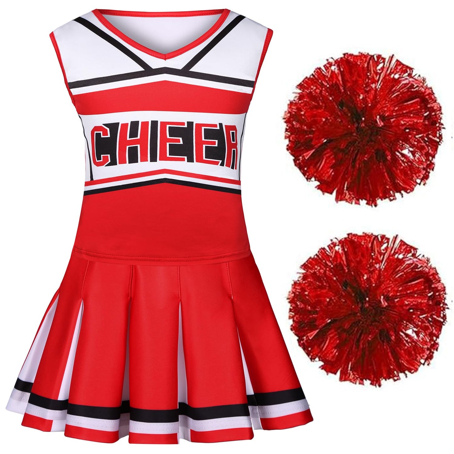 Gortykor Cheerleader Costume for Girls Cheerleading Outfit for Halloween Cheerleader Gifts 3-10 Years (Red, 7-8 Years)