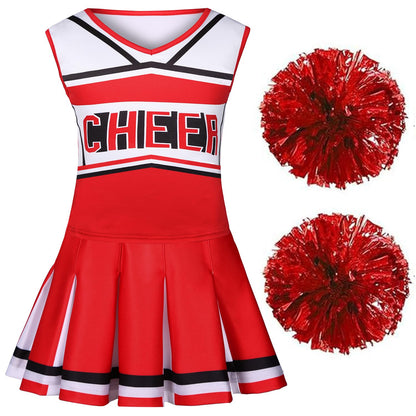 Gortykor Cheerleader Costume for Girls Cheerleading Outfit for Halloween Cheerleader Gifts 3-10 Years (Red, 7-8 Years)