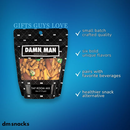 Gourmet Nut Gift Box for Men - 6 Unique Handcrafted Snacks, Ideal Gift for Dad, Birthday, or a Bold Snack Adventure