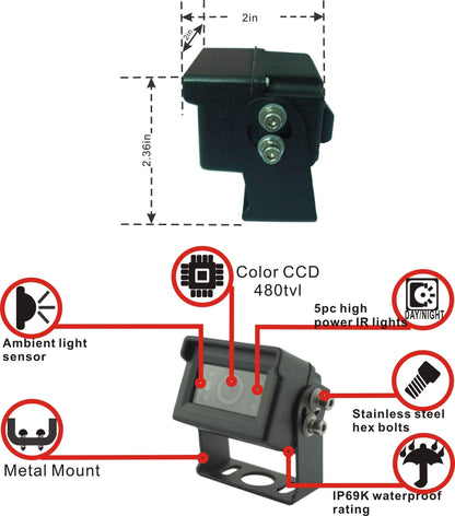 7" 1080P AHD Wired Reverse Rear View Backup Camera System,Guide line,IP69K No Water Leakage Camera, Night Vision, Vibration-Proof 10G for Tractor/Truck/Excavator/Caravan/Skid Steer/Heavy Equipment