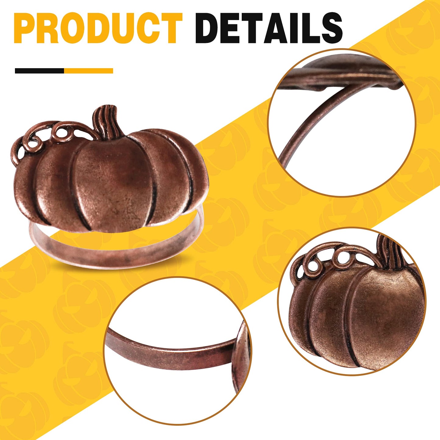 Halloween Napkin Rings Set of 8 Fall Harvest Thanksgiving Pumpkin Napkin Holders Holiday Wedding Dinner Parties Home Table Decoration