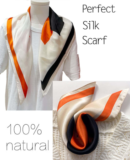 kcctoo 27.5" Mulberry Silk Feeling Head Scarf Women's Fashion Square Neck Satin Scarfs for Bag Hair Scarves Gift