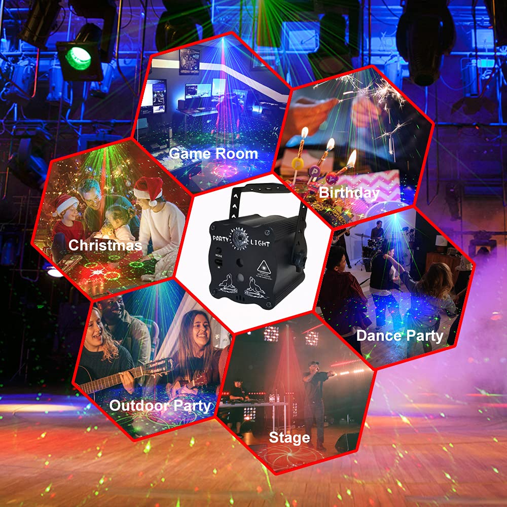 Laser Lights Show Projector - Sound Activated Strobe & Disco Ball DJ Lights for Christmas, Halloween, Glow Party Decor