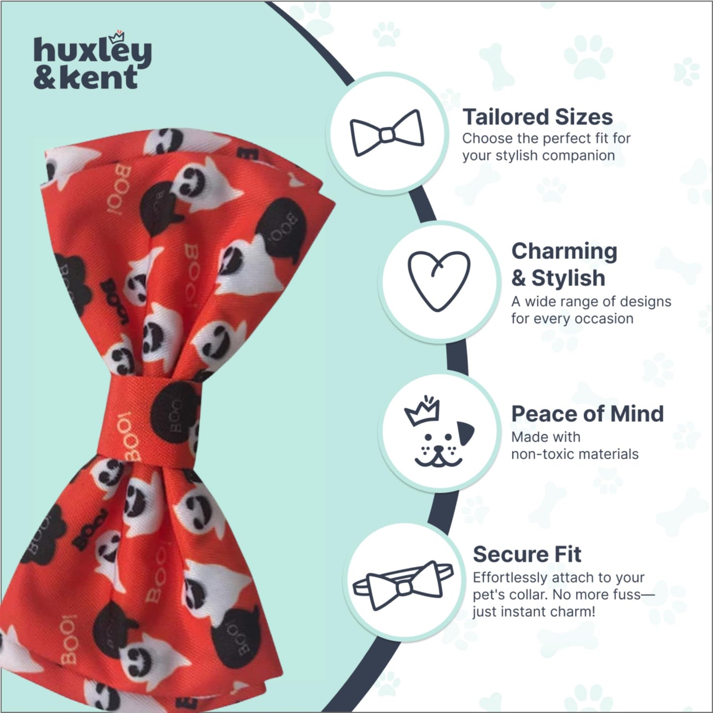 Huxley & Kent Pet Bow Tie for Dogs & Cats - Halloween Adjustable Hook & Loop Collar Accessory - Cute & Comfortable for Holidays & Celebrations - Ghostbusters, Extra-Large