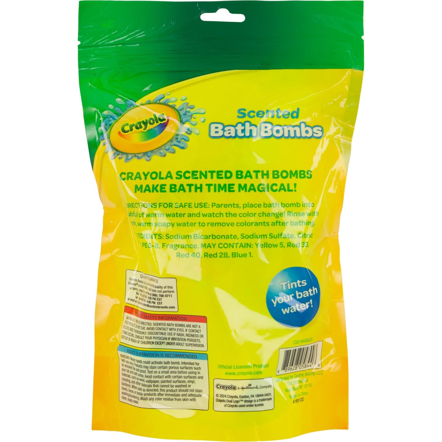 Crayola Colorful Scented Bath Bombs for Kids, Color You Bath Non-Toxic Bathbomb Fizzies for Boys Girls Holiday Stocking Stuffer, Grape Jam, Laser Lemon, Cotton Candy, & Bubble Gum Scents