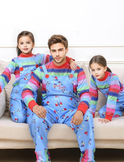 KUGVDI Halloween Chucky Costume for Kids Adult Good Guys Doll Child’s Play Cosplay Jumpsuit Includes Tattoo Scars and Prop Knife（M）