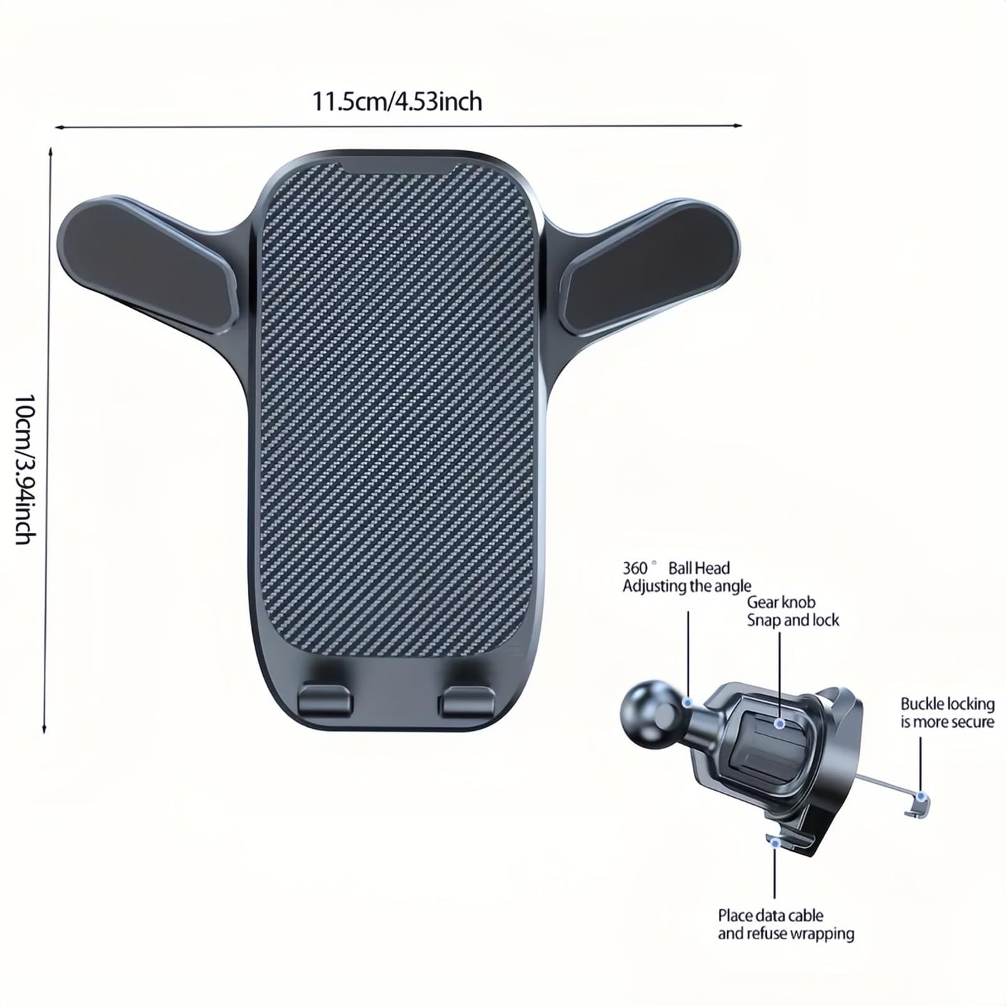 360° Rotating Car Phone Holder Mount for iPhone & Smartphones – Adjustable Air Vent Mobile Bracket with Hook Clip for Hands-Free Use