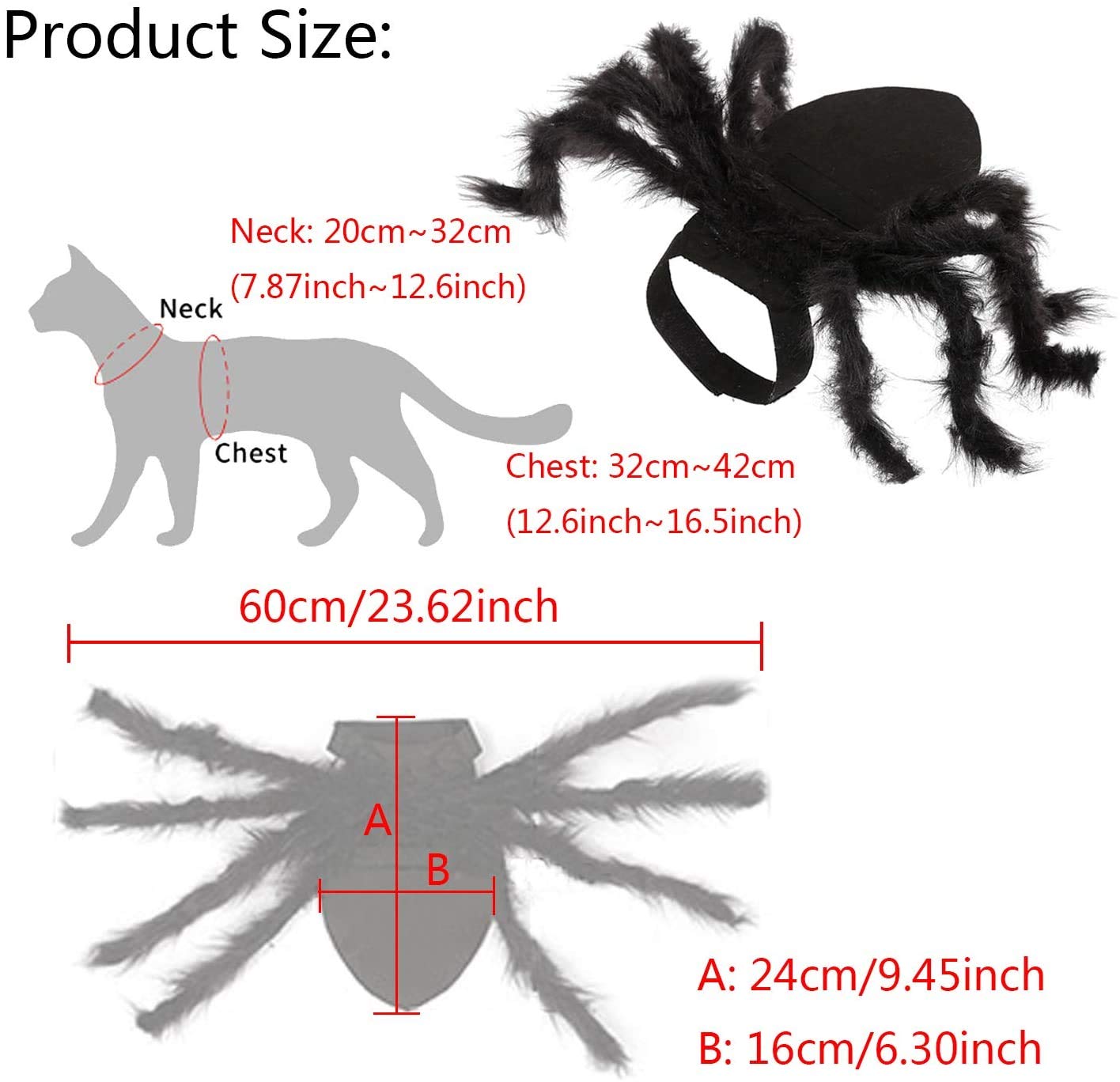 Halloween Spider Costume for Dog Cat, Halloween Pet Costume Halloween Decorations, Spider Decor Halloween Party Supply, Spider Cosplay Costumes with Adjustable Velcro for Small Medium Dogs and Cats