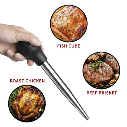 JY COOKMENT Stainless Steel Turkey Baster Baster Syringe for Cooking Meat Injector Set with 2 Marinade Needles 1 Cleaning Brush for Home Baking Kitchen Tool