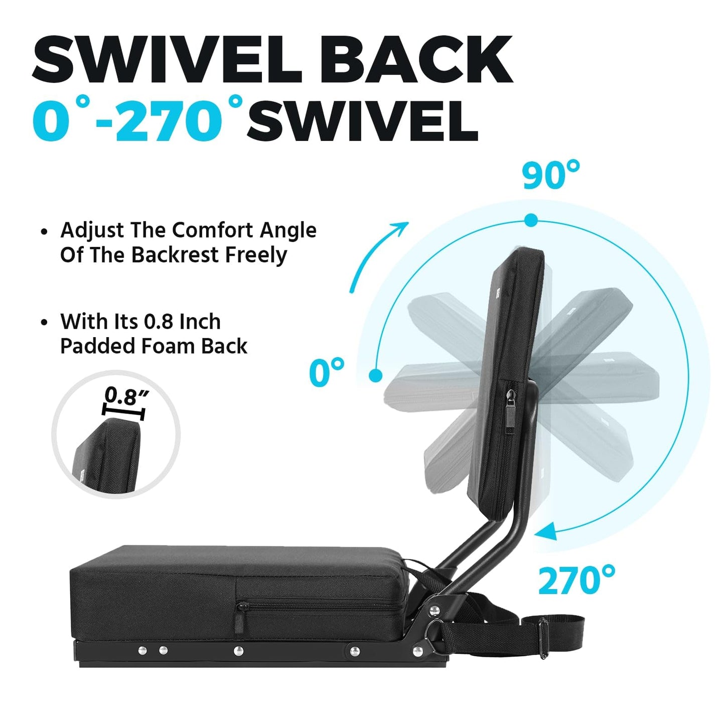 HUTMANG Chair - Stadium Seat with Back Support, Padded Foam Backs, 330LBS Weight Support, Portable, Foldable, Black