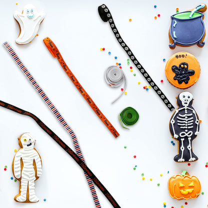 20 Rolls 40 Yards Halloween Ribbons Thin Grosgrain Ghost Skull Pumpkin Spider Witch Printed Ribbon 3/8" for Halloween Craft Wrapping Holiday DIY Party Decoration