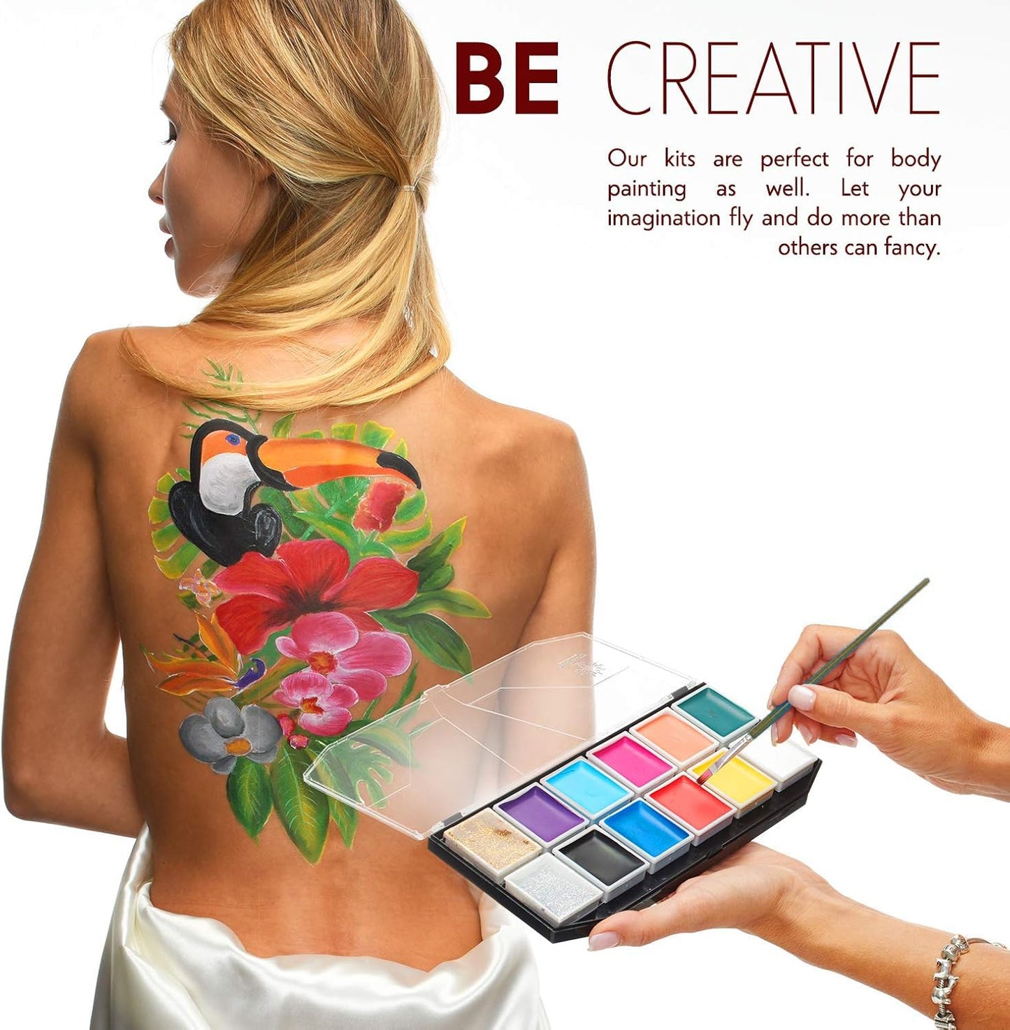 Face Paint Kit - Dermatologically Tested, Non-Toxic & Hypoallergenic - Professional Painting for Kids & Adults - Cosplay Makeup - Easy to Apply & Remove - Leakproof Dry Glitters